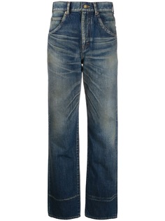 Saint Laurent джинсы с завышенной талией и эффектом потертости