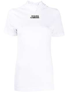 Dolce & Gabbana футболка с оборками на воротнике и логотипом