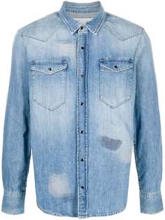 Eleventy джинсовая рубашка с эффектом потертости