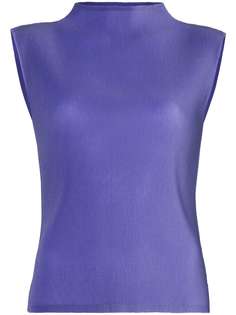 Pleats Please Issey Miyake плиссированная блузка без рукавов с высоким воротником