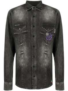 Philipp Plein рубашка с эффектом потертости