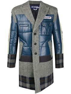 Junya Watanabe MAN однобортное пальто в технике пэчворк