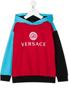 Young Versace худи в стиле колор-блок с логотипом