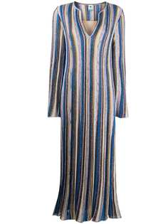 M Missoni трикотажное платье в полоску с V-образным вырезом