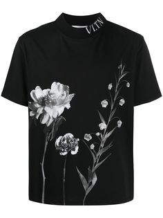 Valentino футболка с логотипом VLTN и цветочным принтом