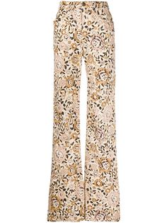 Etro расклешенные джинсы с цветочным принтом