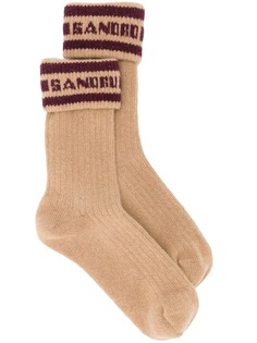 Sandro Paris носки в рубчик с логотипом