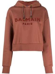 Balmain укороченное худи с логотипом