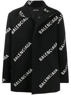 Balenciaga укороченное пальто с логотипом