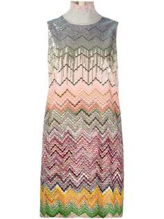 Missoni коктейльное платье с пайетками и узором зигзаг