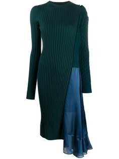 Sacai трикотажное платье с оборками