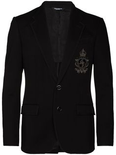 Dolce & Gabbana пиджак из джерси с нашивкой-логотипом