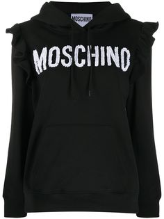 Moschino худи с оборками и декорированным логотипом