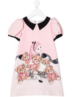 Monnalisa платье с короткими рукавами и графичным принтом