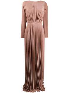 Elisabetta Franchi плиссированное вечернее платье с эффектом металлик