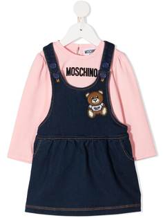 Moschino Kids многослойное платье с вышивкой Teddy Bear