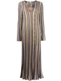 M Missoni трикотажное платье в полоску с V-образным вырезом
