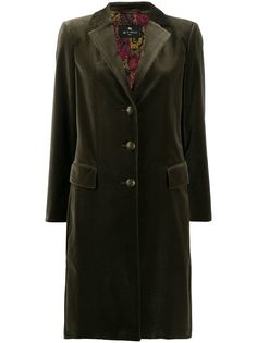 Etro бархатное однобортное пальто