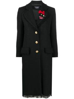 Boutique Moschino твидовое пальто с брошью