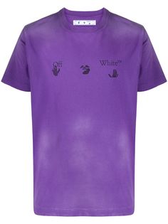 Off-White футболка с выцветшим эффектом и логотипом