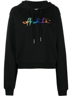 Off-White RAINBOW OFFWHITE CROP HOODIE BLACK MULTI