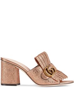 Gucci мюли с логотипом и эффектом металлик