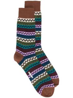 Missoni носки вязки интарсия с узором зигзаг