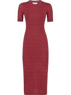 Fendi платье вязки интарсия с логотипом FF