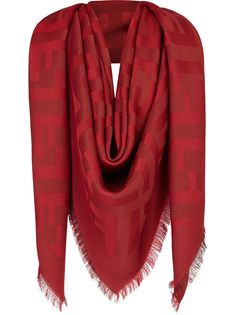 Fendi шарф с бахромой и логотипом FF