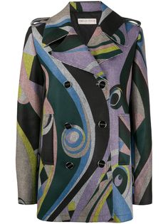 Emilio Pucci двубортное пальто с геометричным принтом