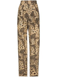Alessandra Rich зауженные брюки с леопардовым принтом