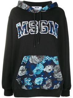 MSGM худи оверсайз с логотипом и вставками с принтом
