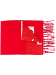 Loewe шарф вязки интарсия с бахромой и логотипом