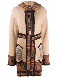 Etro кардиган-пальто вязки интарсия с капюшоном