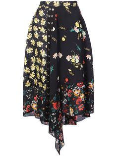 Derek Lam Asymmetrical Mixed Print Skirt