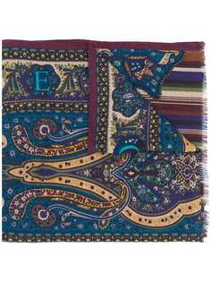 Etro шарф с бахромой и узором пейсли