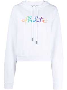 Off-White RAINBOW OFFWHITE CROP HOODIE WHITE MULTI