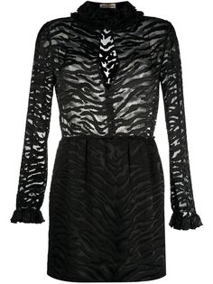 Saint Laurent прозрачное платье с зебровым принтом