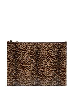 Saint Laurent клатч с леопардовым принтом