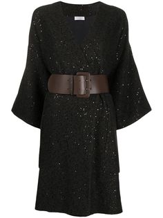 Brunello Cucinelli трикотажное платье с вышивкой пайетками
