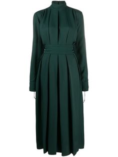 Victoria Beckham платье миди со складками и высоким воротником