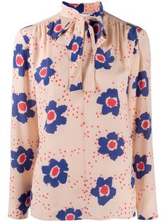 RedValentino блузка с бантом и цветочным принтом
