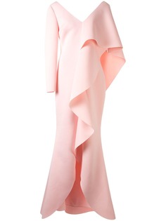 Badgley Mischka платье асимметричного кроя с оборками