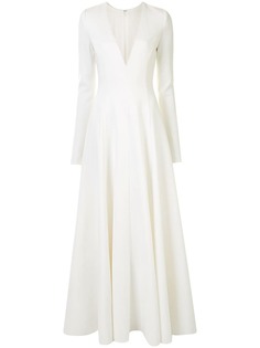 Carolina Herrera платье с длинными рукавами и V-образным вырезом