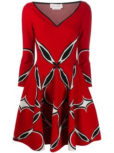 Alexander McQueen расклешенное платье с V-образным вырезом