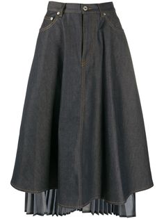 Loewe джинсовая юбка асимметричного кроя со складками