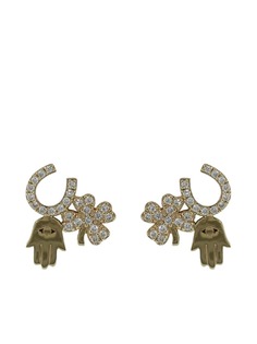 Sydney Evan серьги-гвоздики Protection Trio из желтого золота и бриллиантов