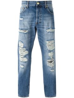Alexander McQueen прямые джинсы с потёртой отделкой
