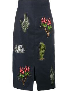 Stella McCartney юбка-карандаш с вышивкой кактуса