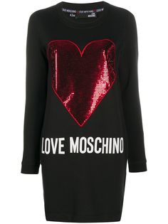 Love Moschino платье-толстовка с пайетками